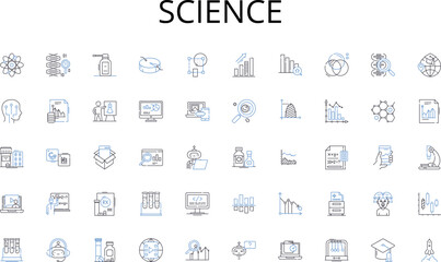 Science line icons collection. Automation, Machinery, Industrialization, Robotics, Assembly, Production, Assembly line vector and linear illustration. Efficiency,Modernization,Factory outline signs