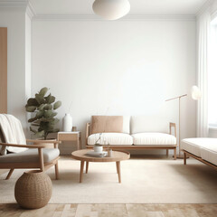 Stylish Interior Design 3D Render of Modern Living Room,minimalist style background