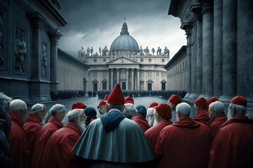 Catholic leaders gather for conference in historic Rome meeting. Ai generated.