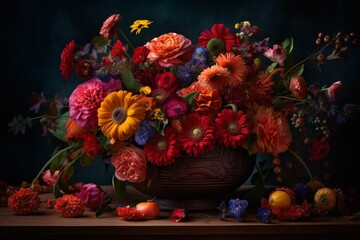 Vivid and vibrant assorted floral arrangement. Generative AI
