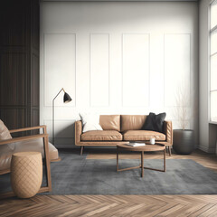 Living room . Interior with house background. Modern interior design. 3D Render