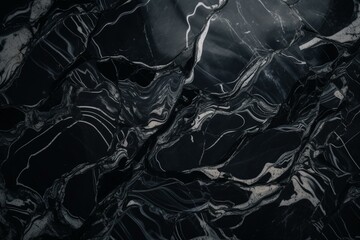 Abstract black marble with white veins in seamless patterns on background. Generative AI