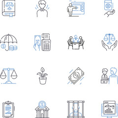 Benefits administration line icons collection. Streamlining, Cost-effective, Compliance, Simplification, Efficiency, Accessible, Automation vector and linear illustration. Integration,Personalization