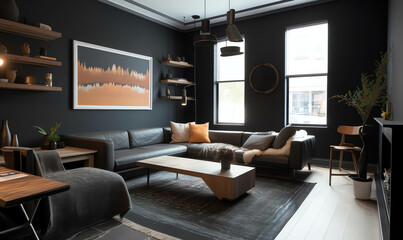interior luxury modern 3D Illustration background wallpaper and Illustration