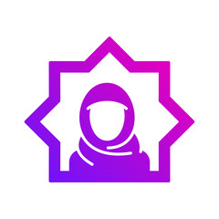 female muslim avatar islamic gradient icon button vector illustration