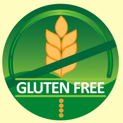 Gluten free green symbol illustration and clean font