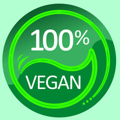 100 percent vegan green symbol illustration and clean font