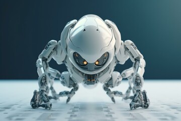 Obraz na płótnie Canvas 3D render of a white ant-like robot facing forward. Generative AI