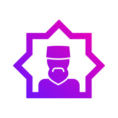 man muslim avatar islamic gradient icon button vector illustration