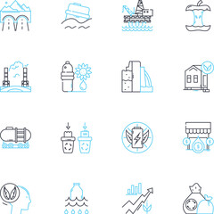 Creative thinking linear icons set. Innovation, Ingenuity, Imagination, Resourcefulness, Invention, Visionary, Originality line vector and concept signs. Creativity,Inventiveness,Foresight outline