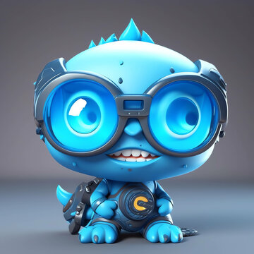 Stylish Creature: 3D Render Monster Flaunts Hoodie and Glasses in Wallpaper and Background