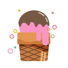 Sweet pastel ice cream isolated on transparent background