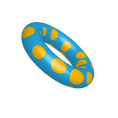 Colorful inflatable swim ring on transparent background, Rubber swimming ring, sea fun and security