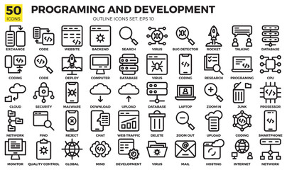 A set pack programing and development of (outline) style.
The collection includes of business developments,programing , web design,app design and more.