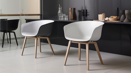 Close-up white chair in interior. AI generated