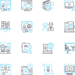 Digital design linear icons set. Typography, Logo, Icon, Webpage, Interface, User-friendly, Wireframe line vector and concept signs. Mockup,Vector,Pixel outline illustrations