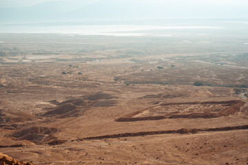 Fototapeta na wymiar Remains of Roman Seige Encampment Below Masada, Israel