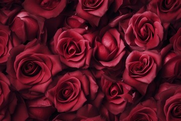 Seamless pattern of roses for Valentine's Day repeated continuously as a background texture. Generative AI