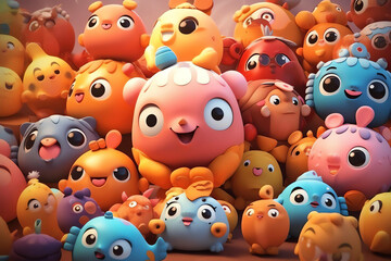 adorable and cute colorful 3D animal character design illustration and wallpaper background 