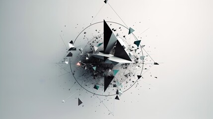 Minimalist Target Transforming into Polygonal Triangles on a White Background in 8K created with generative ai technology