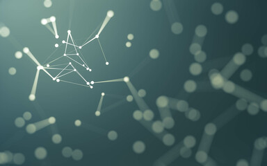 Abstract background. Molecules technology with polygonal shapes, connecting dots and lines. Connection structure. Big data visualization.