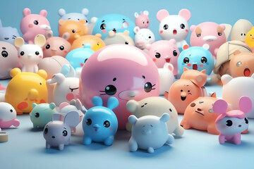 Cute cartoon imagine design 3D Illustration for kids and super funny for Wallpaper and background design. AI Generated