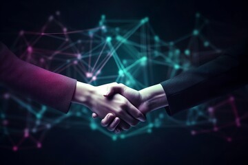 Business Handshake, Crypto, Finance, Technology Background Created by Generative Ai