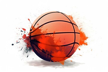Basketball sketch digital illustration over white background. Generative AI