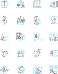 Agile methodology linear icons set. Scrum, Sprint, Agile, Kanban, Lean, Iterative, Incremental line vector and concept signs. Self-organized,Teamwork,Adaptability outline illustrations