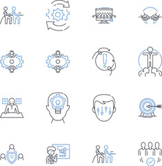 Company headway line icons collection. Progress, Innovation, Growth, Innovation, Advancement, Development, Expansion vector and linear illustration. Breakthrough,Prosperity,Success outline signs set