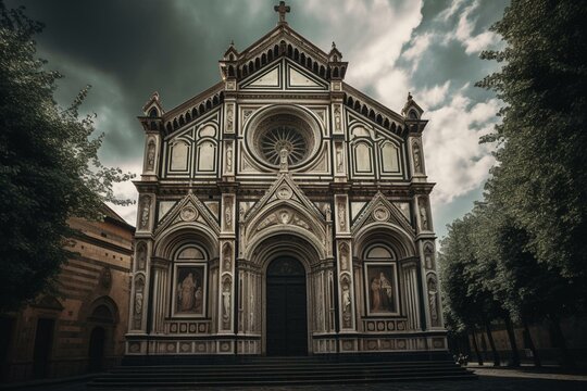 Church of Santa Croce in Florence, Italy. Generative AI