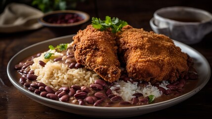 Cajun Fried Chicken with Red Beans and Rice