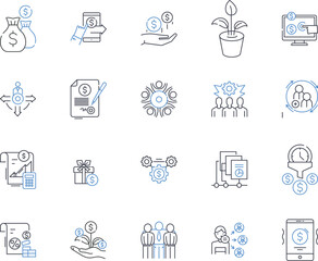 retail supervision line icons collection. Management, Sales, Customer, Inventory, Operations, Profitability, Merchandising vector and linear illustration. Compliance,Performance,Training outline signs