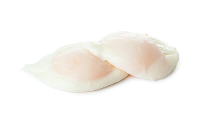 Obraz na płótnie Canvas Tasty poached eggs isolated on white background