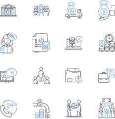 Employee improvement line icons collection. Training, Development, Coaching, Feedback, Goal-setting, Motivation, Recognition vector and linear illustration. Accountability,Empowerment,Resilience