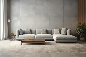 Modern Living Room 3D Render Design Minimalist style. generative ai