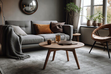 Modern Living Room 3D Render Design Minimalist style. generative ai