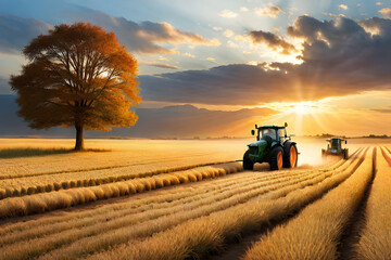 Fototapeta premium tractor in field