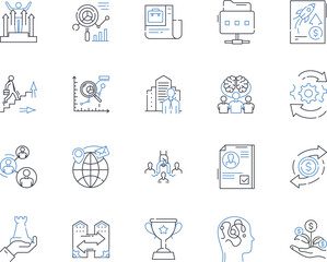 Economic evolution line icons collection. Progress, Advancement, Innovation, Modernization, Growth, Development, Transformation vector and linear illustration. Change,Revolution,Industrialization