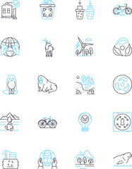 Organic goods linear icons set. Sustainable, Pesticide-free, Eco-friendly, Non-toxic, Local, GMO-free, Healthful line vector and concept signs. Pure,Chemical-free,Farm-fresh outline illustrations