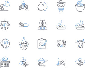 Glassworks factory line icons collection. Blown, Molten, Shimmering, Heat, Craftsmanship, Sparkling, Kiln vector and linear illustration. Glinting,Smooth,Refraction outline signs set