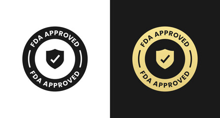 FDA Approved Label or FDA Approved Stamp vector isolated in flat style. FDA Approved label vector for product packaging design element. FDA Approved stamp for packaging design element.