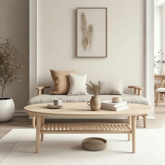 Fototapeta na wymiar Scandinavian Natural Style: Transform Your Living Room with Simple, Elegant Decor. generative ai