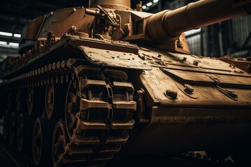 Close view of armored tank. Generative AI