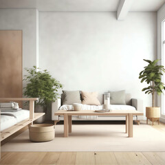 Scandinavian Natural Style: Transform Your Living Room with Simple, Elegant Decor. generative ai