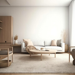 Scandinavian Natural Style: Transform Your Living Room with Simple, Elegant Decor. generative ai