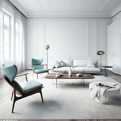 Naklejka na ściany i meble Minimalist and modern Interior Living Room Style Transform Your with Simple Elegant Decor. generative ai