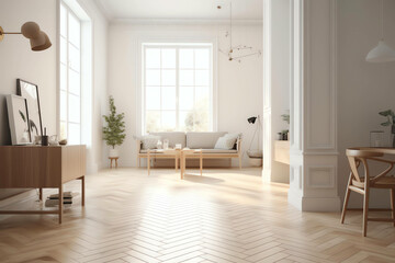 Fototapeta na wymiar Interior Modern and Minimalist Scandinavian Natural Style, Transform Your Living Room with Simple, Elegant Decor