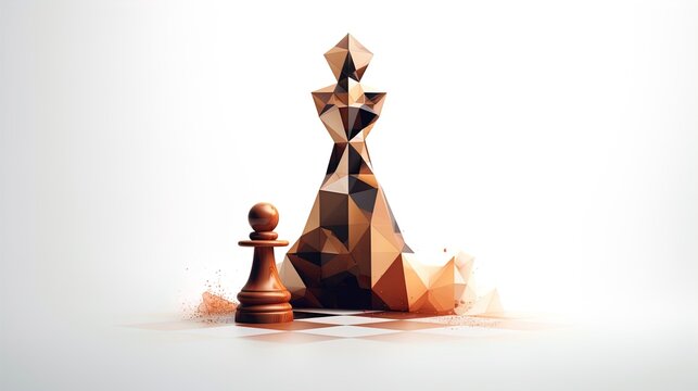 Polygonal Chess Piece in Minimalist Style on a White Background in 8K created with generative ai technology