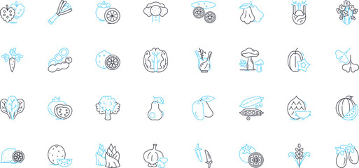 Obraz premium Corner shop linear icons set. Groceries, Convenience, Chips, Candy, Beer, Cigarettes, Snacks line vector and concept signs. Lottery,Magazine,Soda outline illustrations